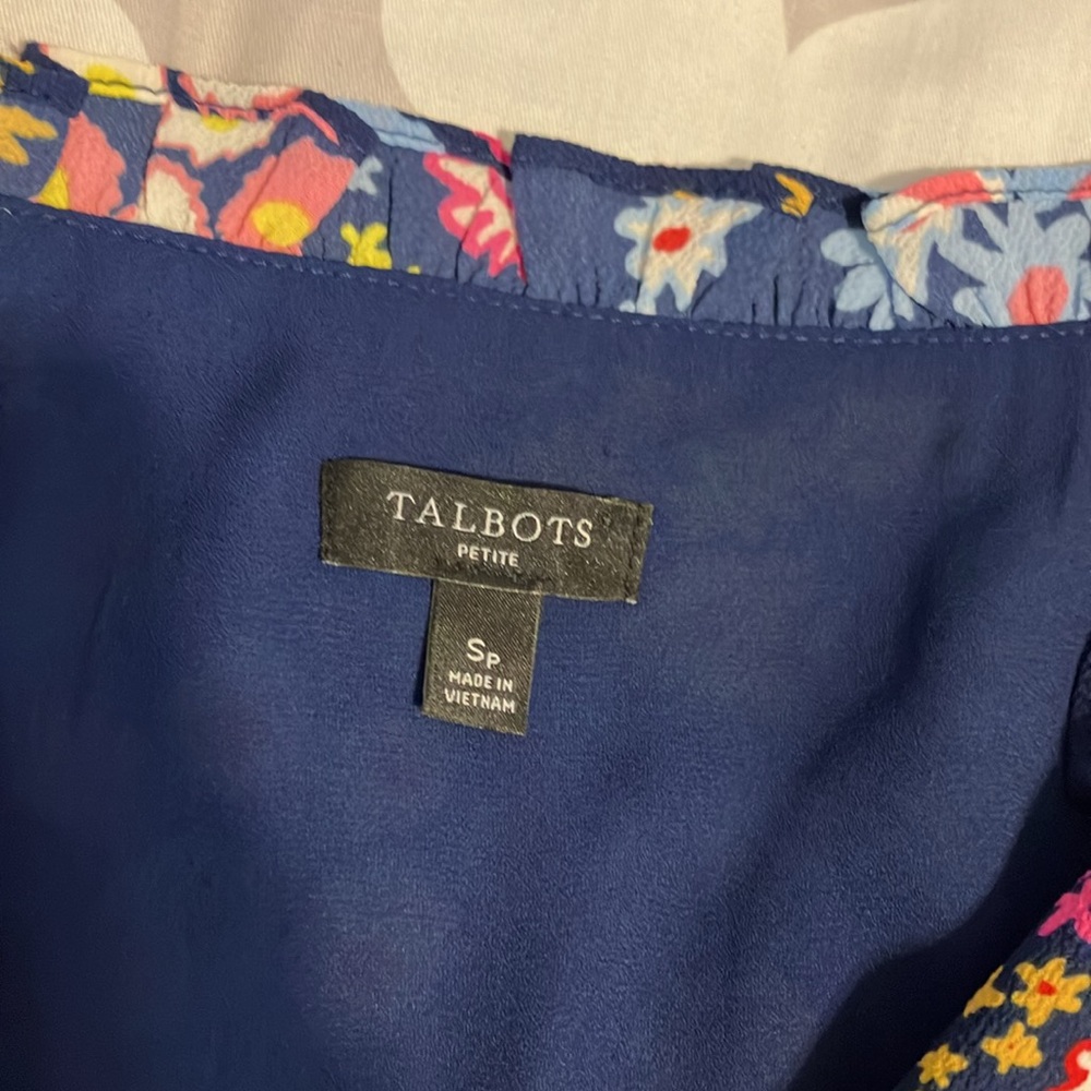 Talbots long sleeve ruffle neck floral cheerful dress EUC - Picture 6 of 12